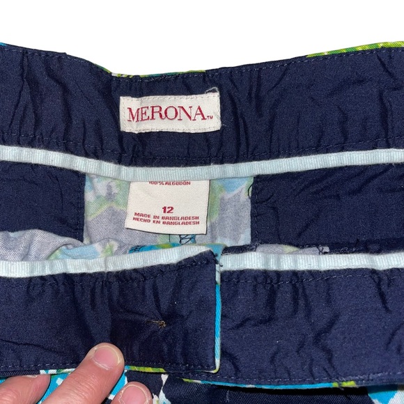 Merona Women’s Floral Shorts Size 12 Blue Green Floral Patten Summer Shorts - Picture 3 of 3